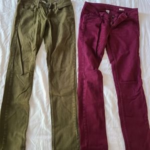 Two pairs on colored jeans